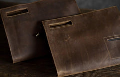 Genuine Leather Mens Cool Messenger Bag Clutch Wristlet Bag Work Bag Business Bag for men