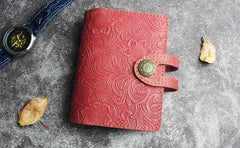 Handmade Leather Floral Mens Cool Short Wallet Card Holder Small Card Slim Wallets for Men