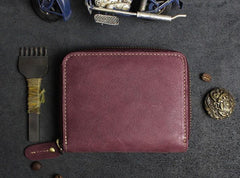Handmade Leather Mens Cool Slim Leather Wallet Men Zipper billfold Wallets Bifold for Men - imessengerbags