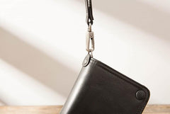 Cool Black Wristlet Wallet Leather Mens Long Wallet Long Wallet for Men - imessengerbags