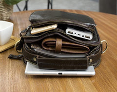 Cool Leather Mens Small Side Bag Messenger Bag Shoulder Bags for Men - imessengerbags