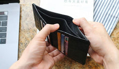 Leather Mens Front Pocket Wallet Small Wallet Slim Wallet Card Wallet for Men - imessengerbags