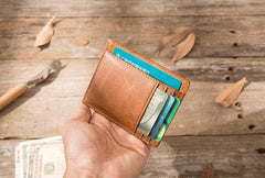 Leather Mens Slim Card Holder Front Pocket Wallets Card Wallet for Men - imessengerbags