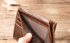 Cool Leather Mens Small Wallets Bifold Vintage billfold Wallets for Men - imessengerbags