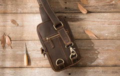 Cool Leather Mens Sling Bag Sling Shoulder Bags Sling Backpack for men - imessengerbags