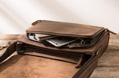Cool Brown Vintage Leather Mens Messengers Bag Shoulder Bag for Men