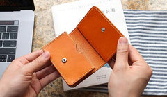 Cool Leather Mens Card Wallet Front Pocket Wallets Small Change Wallet for Men