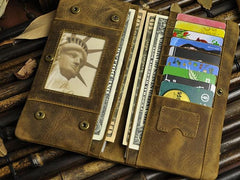 Cool Leather Mens Long Wallet Vintage Leather Long Wallet for Men - imessengerbags