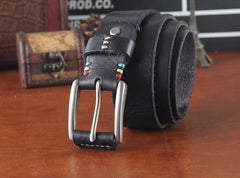 Genuine Leather Punk Rock Biker Trucker Mens Belt Men Black Coffee Belt for Men