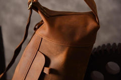 Genuine Leather Mens Cool Chest Bag Sling Bag Crossbody Bag Travel Bag Hiking Bag for men