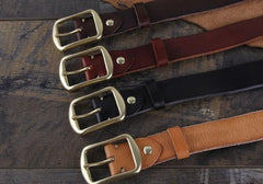 Genuine Leather Punk Rock Biker Trucker Mens Belt Men Black Coffee Belt for Men 3cm - imessengerbags