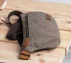 Gray Cool Canvas Mens Sling Bag Chest Bag One Shoulder Packs for men
