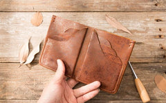 Handmade Leather Mens Small Wallets Bifold Vintage Slim billfold Wallet for Men