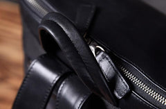 Genuine Leather Mens Cool Backpack Sling Bag Large Black Travel Bag Hiking Bag for men