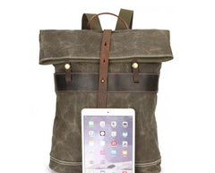Waxed Canvas Mens Cool Backpacks Canvas Travel Backpack Canvas School Backpack for Men - imessengerbags