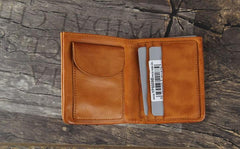 Handmade Genuine Leather Mens Cool Slim Leather Wallet Men Small Wallets Bifold for Men - imessengerbags