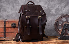 Handmade Leather Mens Cool Backpack Sling Bag Large Black Travel Bag Hiking Bag for men - imessengerbags