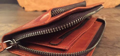 Genuine Leather Mens Cool Long Leather Phone Wallet Zipper Clutch Wristlet Wallet for Men - imessengerbags