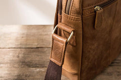 Cool Mens Small Leather Brown Bag Messenger Bags Shoulder Bags  for Men