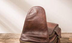 Coffee Leather Mens Sling Bag Sling Shoulder Bags Sling Backpacks for men - imessengerbags