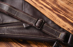Genuine Leather Mens Cool Chest Bag Sling Bag Crossbody Bag Travel Bag Hiking Bag for men - imessengerbags