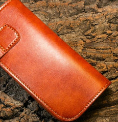 Handmade Long Wallet Mens Cool Leather Chain Wallet Biker Trucker Wallet with Chain - imessengerbags