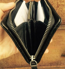Genuine Leather Mens Cool Long Leather Wallet Zipper Clutch Wristlet Wallet for Men - imessengerbags