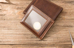 Cool Leather Mens Small Wallets Bifold Vintage billfold Wallets for Men - imessengerbags