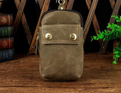 Leather Mens WAIST POUCH with Belt Loop Cell Phone Holster Belt Pouch for Men - imessengerbags