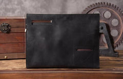 Genuine Leather Mens Cool Messenger Bag Clutch Wristlet Bag Work Bag Business Bag for men