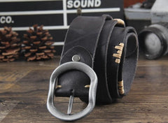 Genuine Leather Punk Rock Biker Trucker Mens Belt Men Black Coffee Belt for Men