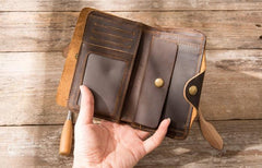 Vintage Slim long Wallets Leather Mens Coffee Wallet Long Wallet for Men - imessengerbags