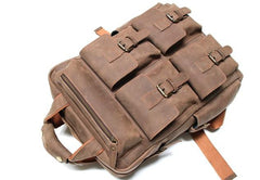Vintage Coffee Mens Leather Backpacks Travel Backpacks Laptop Backpack for men