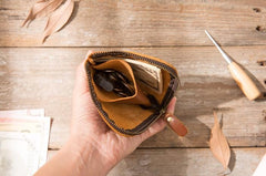Cool Leather Mens Front Pocket Wallet Vintage Small Wallets for Men - imessengerbags