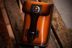 Handmade Biker Leather Belt Pouch Mens Cases Waist Bag Hip Pack Belt Bag Fanny Pack Bumbag for Men - imessengerbags