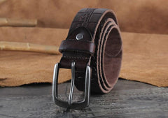 Genuine Leather Punk Rock Biker Trucker Mens Belt Men Black Coffee Belt for Men