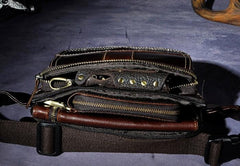 Cool Leather Mens Fanny Pack Waist Bag Hip Pack Belt Bag Bumbag for Men