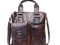 Vintage Coffee Leather Mens Briefcase Laptop Bag Business Bags Work Bag for Men - imessengerbags