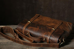 Handmade Leather Mens Cool Messenger Bag Briefcase Work Bag Business Bag Laptop Bag for men - imessengerbags