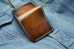 Vintage Coffee Leather Mens Slim Small Wallet Leather Bifold Wallets for Men - imessengerbags