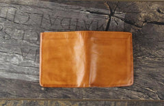 Handmade Genuine Leather Mens Cool Slim Leather Wallet Men Small Wallets Bifold for Men - imessengerbags