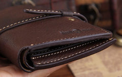 Genuine Leather Mens Cool Slim Long billfold Leather Wallet Men Small Wallets Bifold for Men - imessengerbags