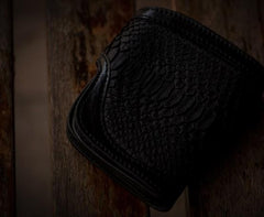 Handmade Leather Biker Wallet Mens Cool Short Chain Wallet Trucker Wallet with Chain