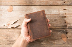 Cool Leather Mens Small Wallets Bifold Vintage Slim billfold Wallet for Men - imessengerbags