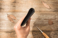Black Cool Leather Mens Small Wallet Trifold Vintage billfold Wallet for Men - imessengerbags