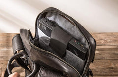 Cool Mens Leather Backpacks Black Travel Backpacks Laptop Backpack for men