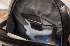 Black Cool Mens Leather Backpacks Travel Backpacks Laptop Backpack for men - imessengerbags