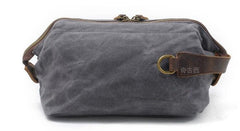 Cool Canvas Leather Mens Zipper Wristlet Bag Vintage Clutch Zipper Bag for Men