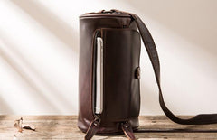 Cool Leather Mens Barrel Shoulder Bag Coffee Messenger Bags for Men - imessengerbags