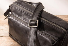 Black Brown Cool Leather Mens Shoulder Bags Messenger Bags for Men - imessengerbags